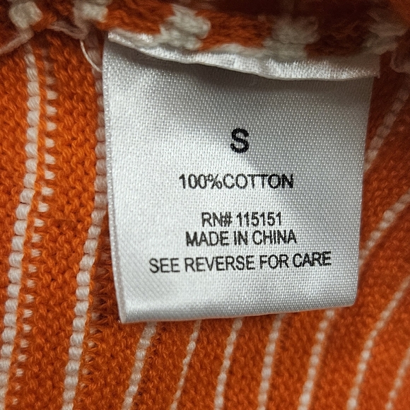 Orange Ribbed knit striped 2 pcs set Cotton long sleeves tops mini Skirt size S - Picture 11 of 12